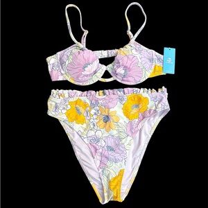Cupshe Floral Bikini Set in Pink and Yellow